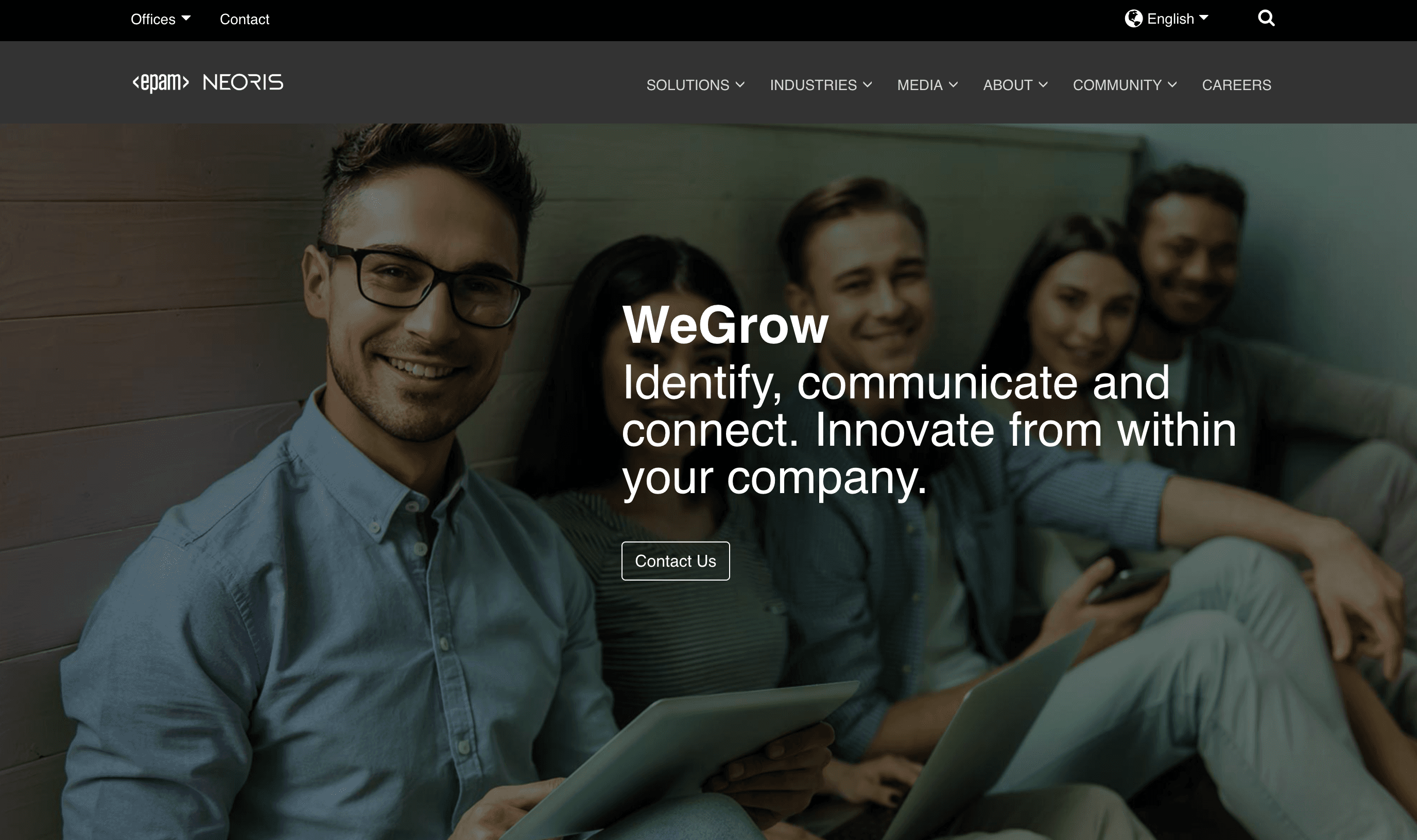 The WeGrow landing page